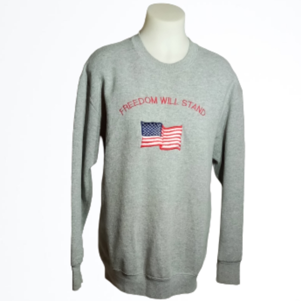 Fruit of Loom Gray "Freedom Will Stand" Sweatshirt Sz Lg